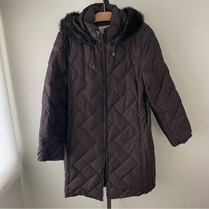 Cleo Down Feather Puffer Parka Coat Quilted Long Longline Faux Fur Hood Hooded